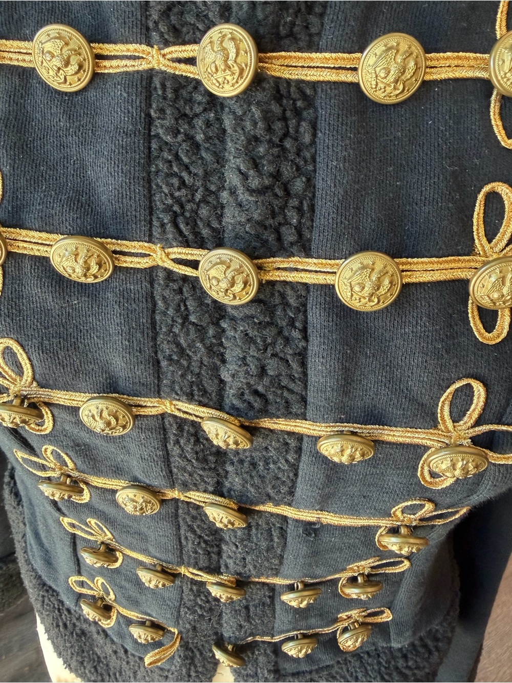 RALPH LAUREN Denim & Supply Military Knit Blazer Dark Navy Gold Crest Buttons S - Picture 5 of 7